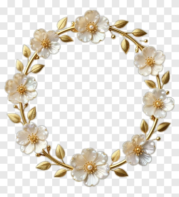 Floral Wreath With Gold Accents PNG