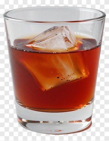 Glass Of Whiskey With Ice Cubes PNG