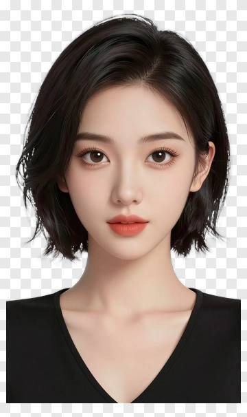 Portrait Of A Young Woman With Short Hair PNG