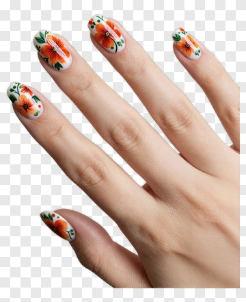 Nail Art With Floral Design PNG