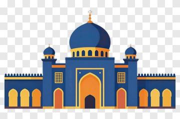 Colorful Mosque With Blue Dome PNG