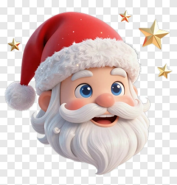 Cartoon Santa Claus With Stars PNG