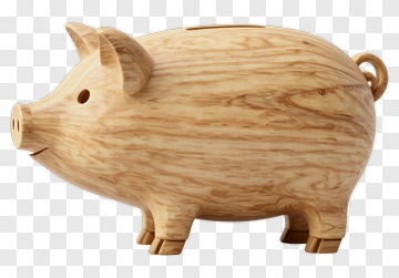Wooden Piggy Bank PNG