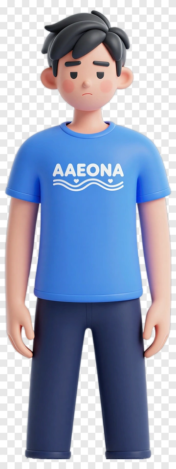3D Cartoon Boy In Blue Shirt PNG