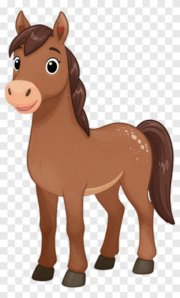 Cartoon Horse With Brown Mane PNG