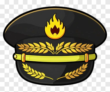 Cartoon Military Hat With Flames PNG