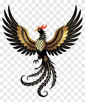 Colorful Phoenix With Outstretched Wings PNG