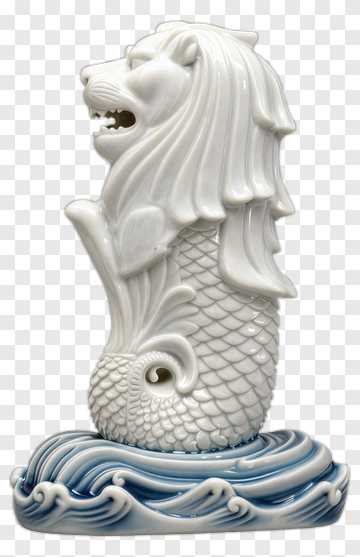 Lion Sculpture On A Wave Base PNG