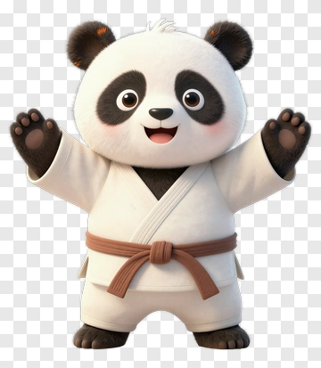 Cartoon Panda Wearing A Karate Gi PNG