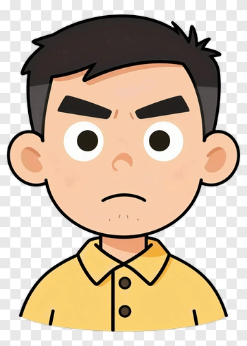 Cartoon Boy With Serious Expression PNG