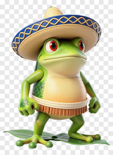3D Frog Wearing A Sombrero PNG