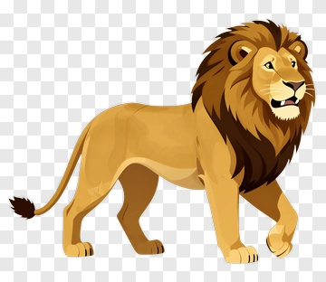 Cartoon Lion Walking PNG