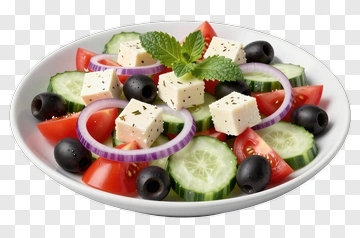 Fresh Greek Salad With Feta And Vegetables PNG