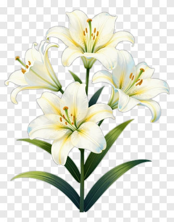 White Lily Flower Bouquet PNG