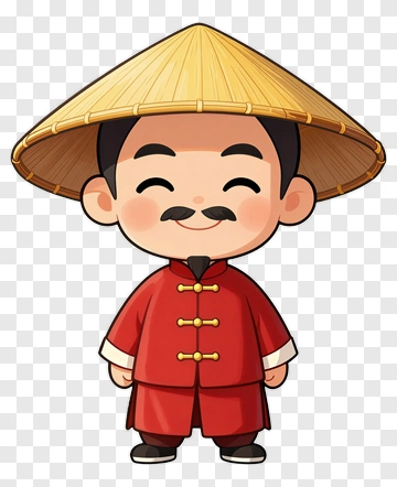 Cartoon Man In A Red Outfit With A Conical Hat PNG