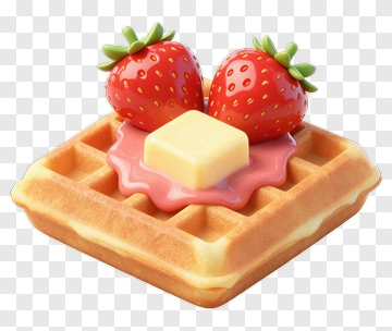 Waffle Topped With Strawberries And Butter PNG