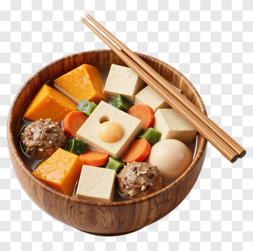 Bowl Of Tofu And Vegetable Soup PNG
