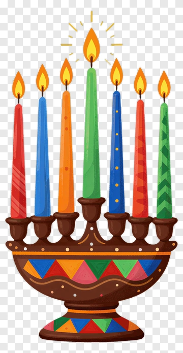 Colorful Menorah With Candles PNG