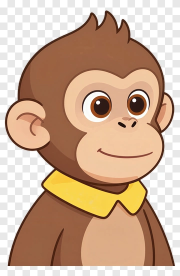 Cartoon Monkey With Yellow Collar PNG