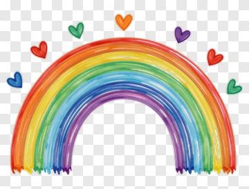 Colorful Rainbow With Hearts PNG