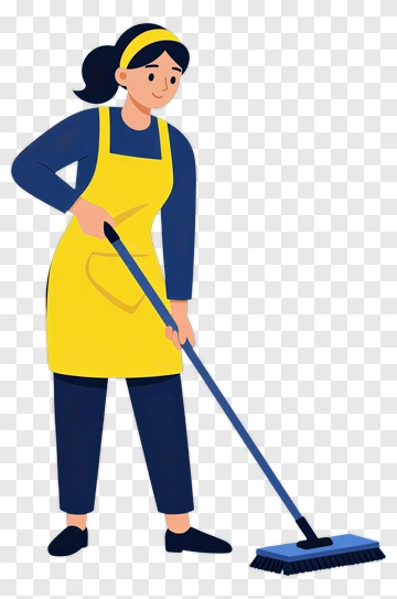 Woman Cleaning With A Broom PNG