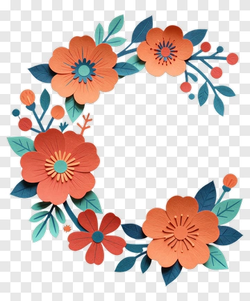 Colorful Floral Letter C Decoration PNG