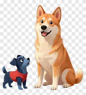 Cartoon Dogs Sitting Together PNG