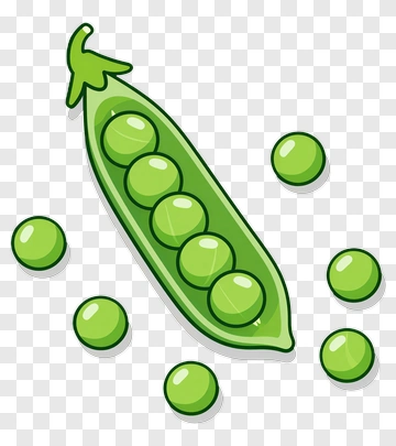Cartoon Pea Pod With Green Peas PNG