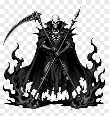 Cartoon Grim Reaper Holding Scythe PNG
