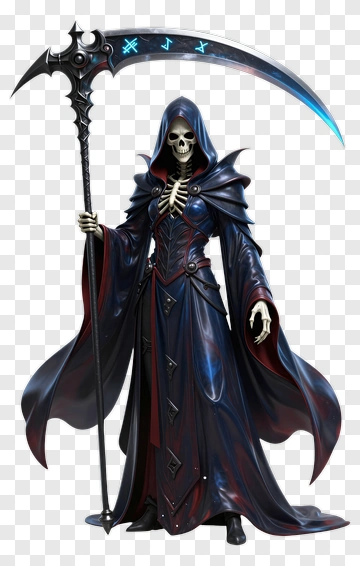 3D Grim Reaper Holding A Scythe PNG