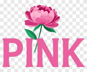 Pink Flower With The Word Pink PNG