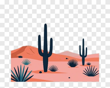 Desert Landscape With Cacti PNG