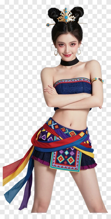 Woman In Colorful Traditional Outfit PNG