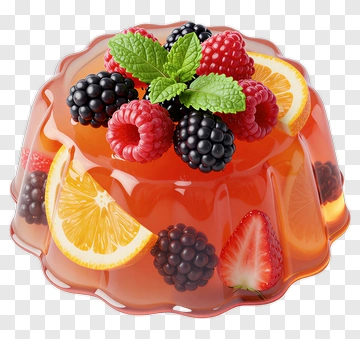 Colorful Jelly Dessert With Fresh Berries And Mint PNG