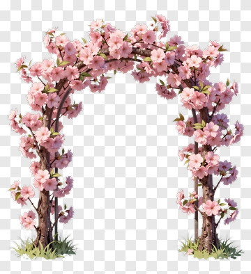 Flower Archway With Pink Blossoms PNG