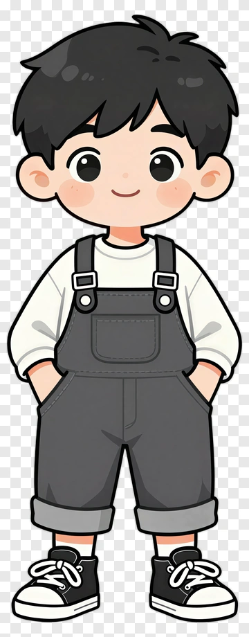 Cartoon Boy In Overalls PNG