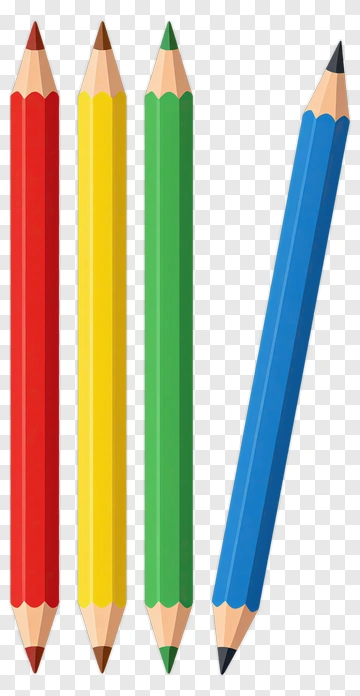 Colorful Crayons In Red, Yellow, Green, And Blue PNG