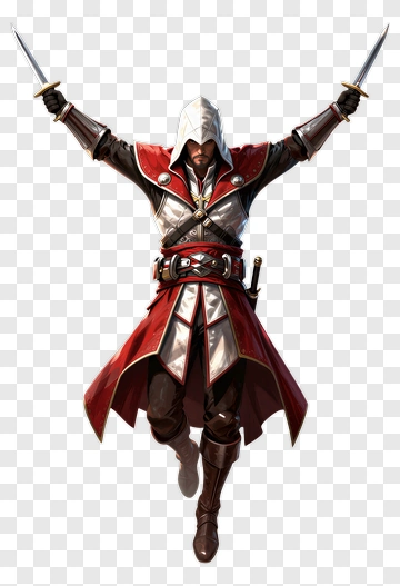 Assassin Character With Dual Swords PNG