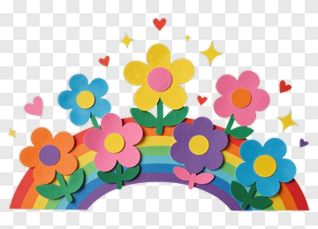 Colorful Flower Arrangement On A Rainbow PNG