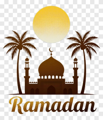 Ramadan Mosque With Palm Trees And Sun PNG