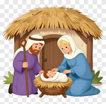 Nativity Scene With Mary, Joseph, And Baby Jesus PNG