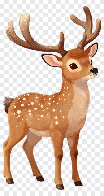 Cartoon Fawn With Antlers PNG