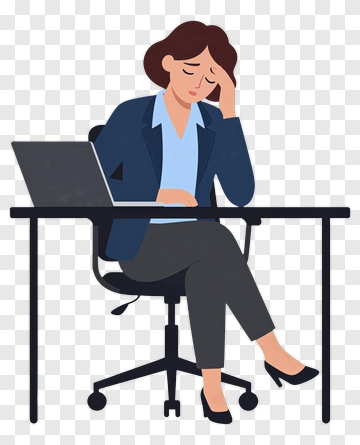 Stressed Businesswoman Sitting At Desk PNG