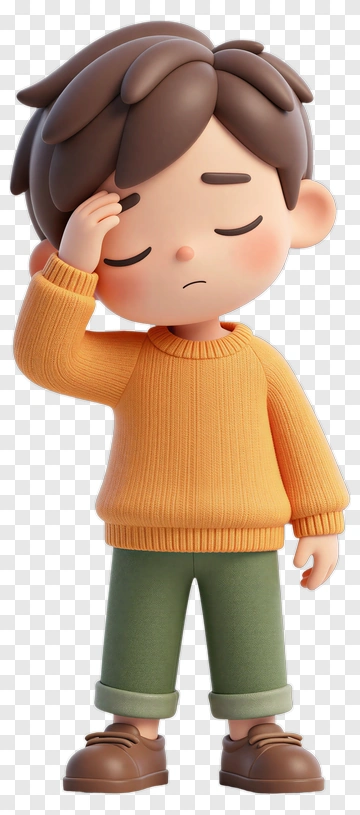 Cartoon Boy Looking Thoughtful PNG