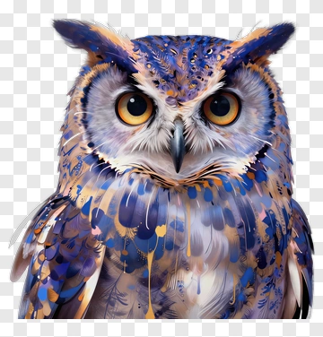 Colorful Owl With Intricate Feather Patterns PNG