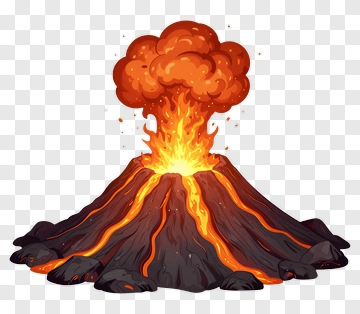 Cartoon Volcano Erupting With Lava PNG