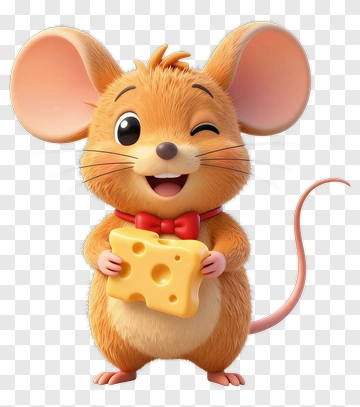 Cartoon Mouse Holding Cheese PNG