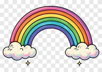 Colorful Rainbow With Clouds PNG