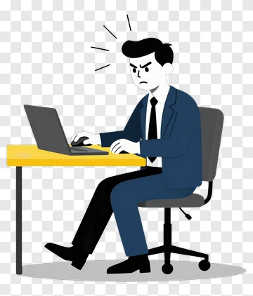 Frustrated Businessman Working At A Desk PNG