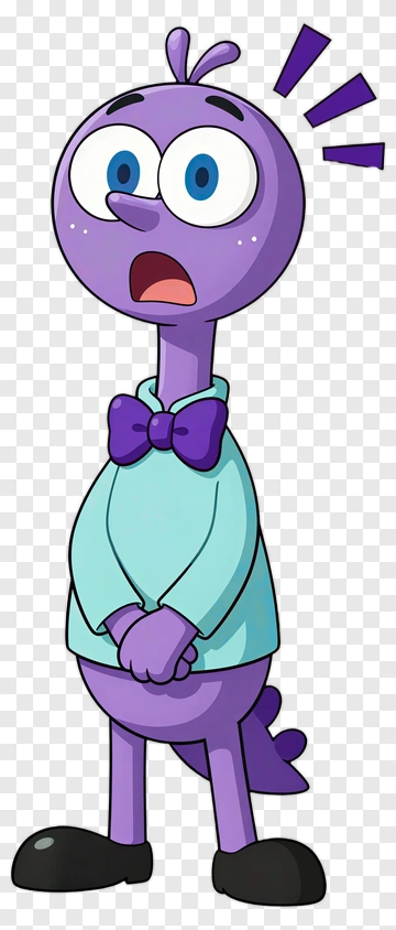 Cartoon Purple Character With Bow Tie PNG